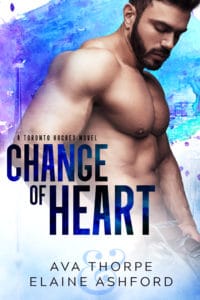 Cover of gay hockey romance Change of Heart by MM romance author Ava Thorpe and Elaine Ashford